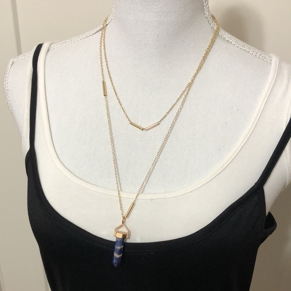 NWT Gold Tone & Blue Chakra 2 Layers Necklace ! - Picture 4 of 5